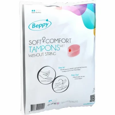 Tampony bez šňůrky Beppy Soft Comfort Wet s kluzným gelem, 30 ks