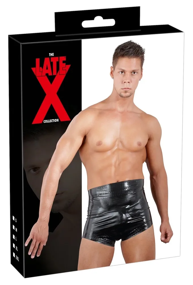 Latexové plenkové kalhotky LateX s drážkovanými okraji, černé, S