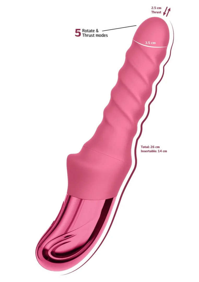 Přirážecí stimulátor s rotací She.E.O Swirl Ribbed, 14 cm, fialový - obrázek 3