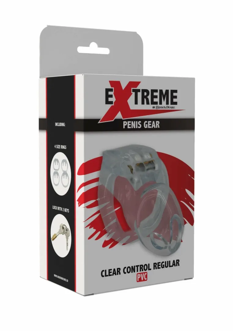 Průhledná klec cudnosti Hidden Desire Extreme Clear Control Cage Regular z akrylátu - obrázek 3