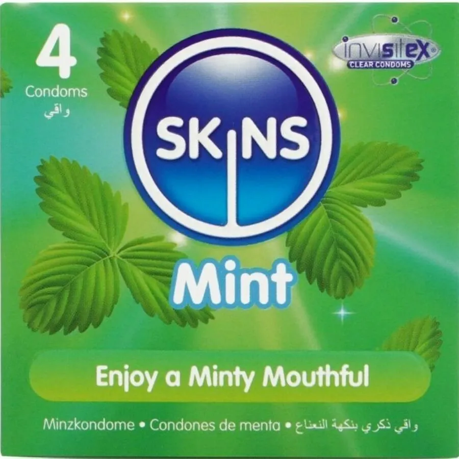 Kondomy Skins Mint s mátovou příchutí, 4 ks