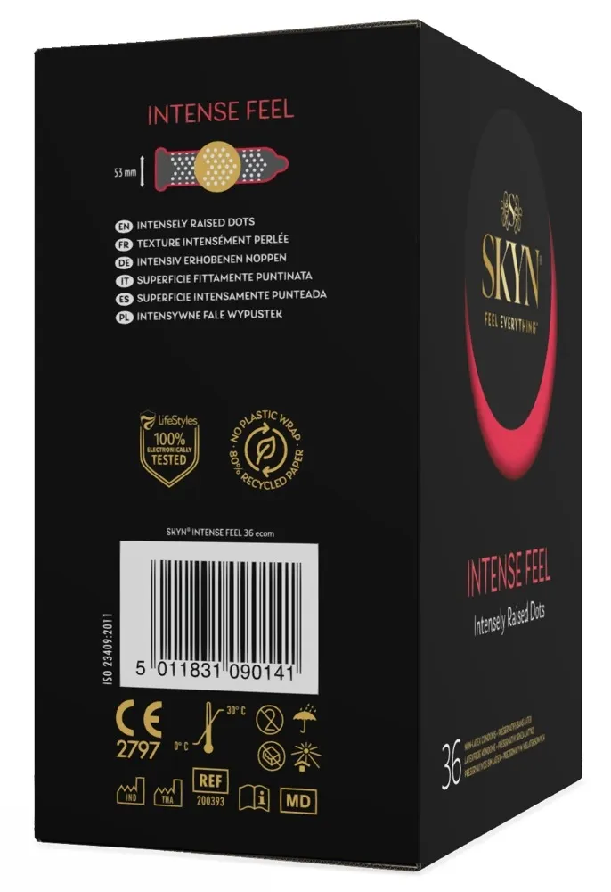 Kondomy bez latexu Manix SKYN Intense Feel s vroubky a výstupky, 36 ks - obrázek 2
