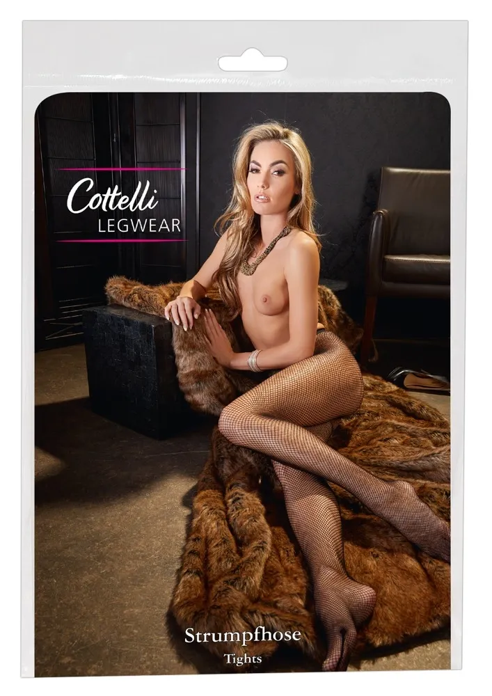 Síťované punčocháče Cottelli Collection, bezešvé, černé, S-L