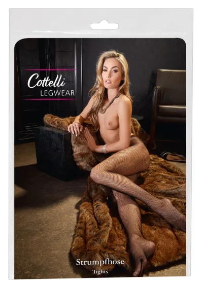 Síťované punčocháče Cottelli Collection, bezešvé, černé, S-L