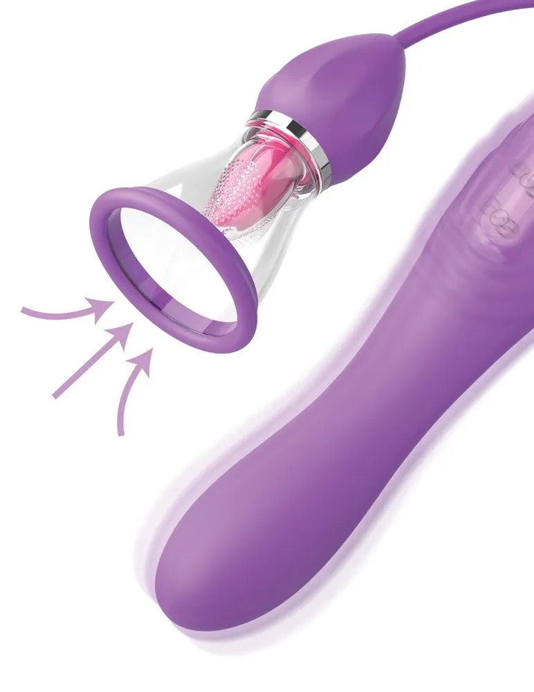 Tlakový stimulátor s jazýčkem a hadicí Fantasy For Her Ultimate Pleasure Max, fialový - obrázek 4
