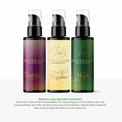 Sada lubrikačních gelů BodyGliss Travel Edition, tropické vůně koktejlů, 3 × 30 ml - obrázek 2