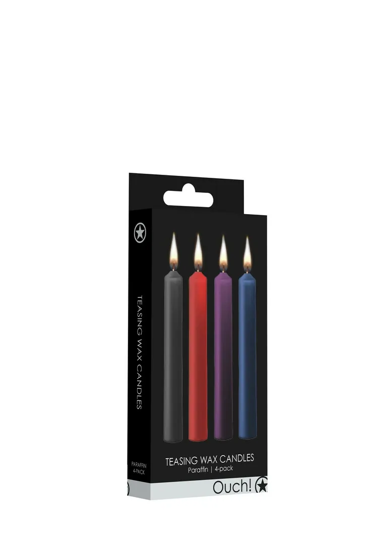 Svíčky na voskové hrátky Ouch! Teasing Wax Candles, 4 ks, vícebarevné - obrázek 2