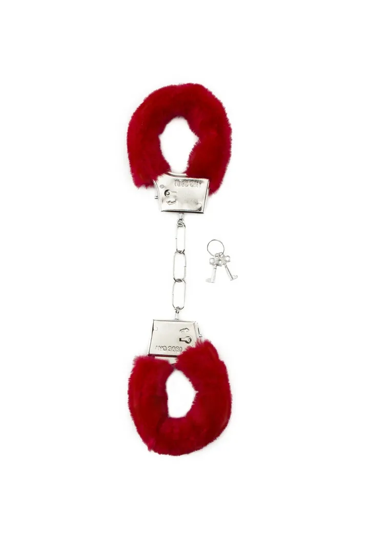 Plyšová pouta Ouch! Plush Handcuffs s umělou kožešinou, černá