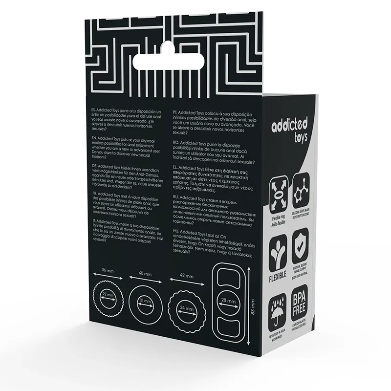 Sada erekčních kroužků Addicted Toys, 4 kusy, silikonová, černá - obrázek 8