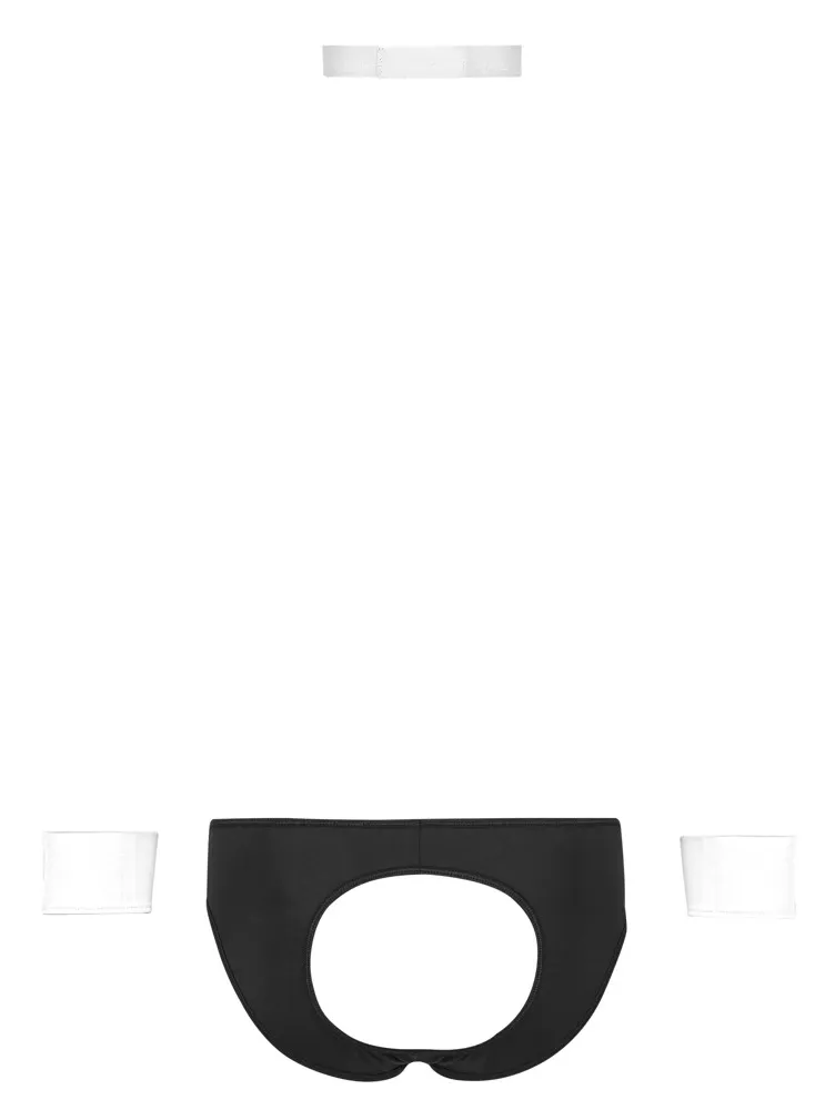 Pánský jockstrap Svenjoyment s proužkovanou vsadkou, manžety a motýlek, černý, S - obrázek 7