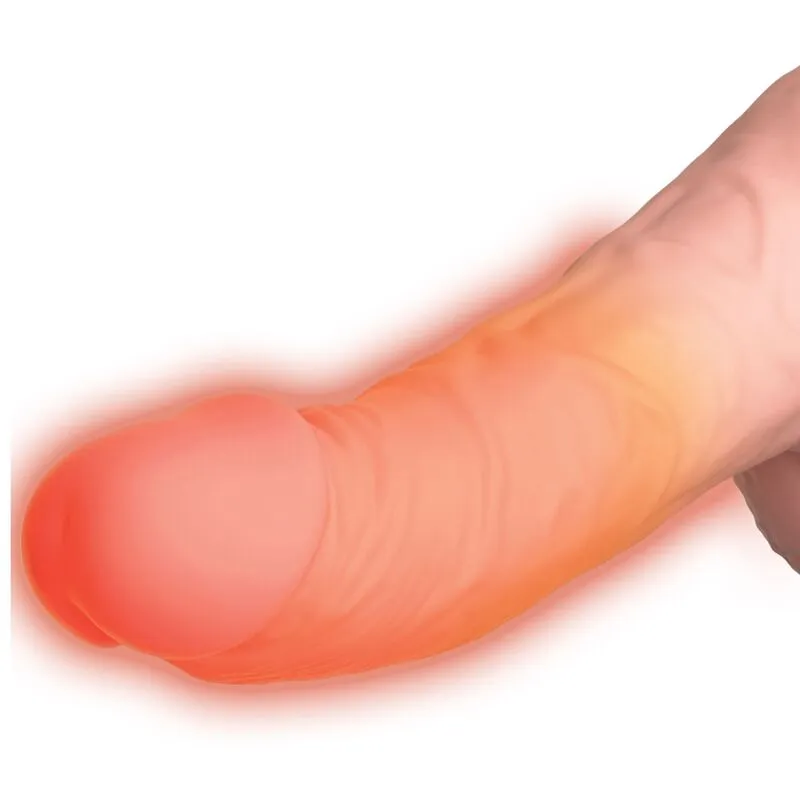 Přirážecí vibrační dildo King Cock Plus Triple Threat s ohřevem, světlé tělové - obrázek 3