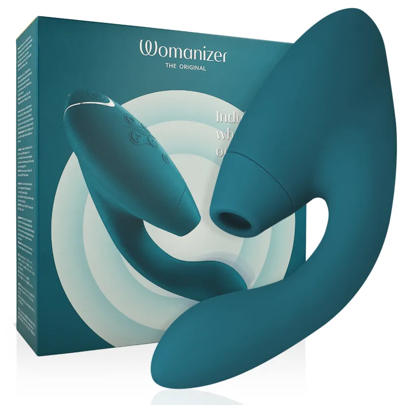 Rabbit vibrátor s tlakovým stimulátorem klitorisu Womanizer Duo 2, petrolejově modrý