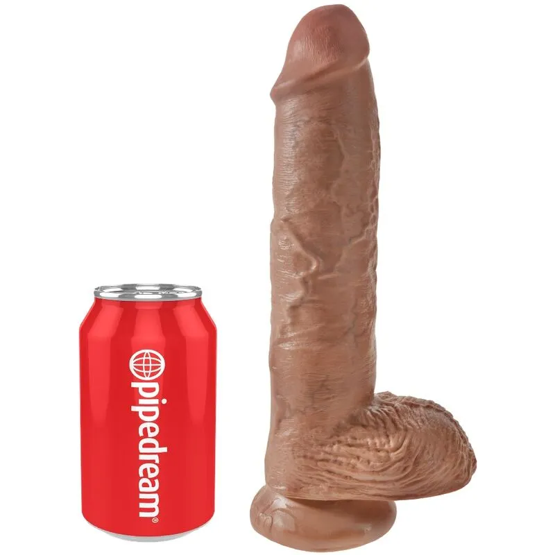 Realistické dildo King Cock s varlaty a přísavkou, 19,8 cm, karamelové
