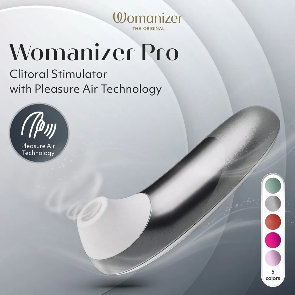 Tlakový stimulátor klitorisu Womanizer Pro Vibrant, stříbrně šedý - obrázek 7