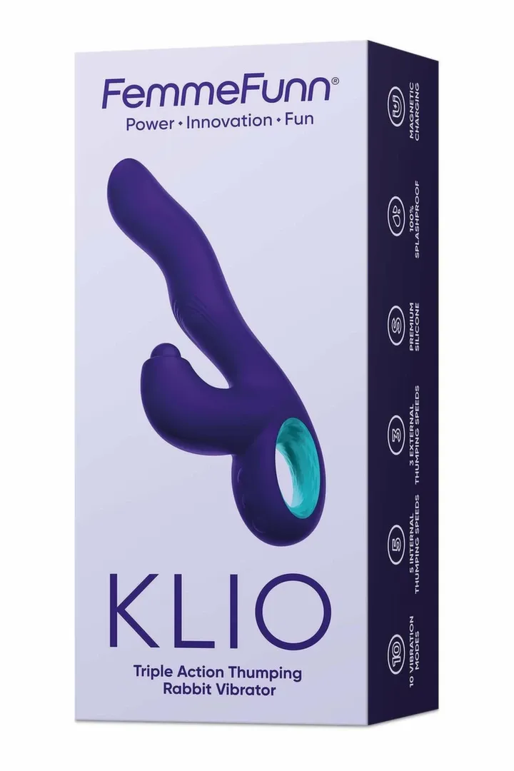 Rabbit vibrátor FemmeFunn Klio s poklepáváním, nabíjecí, tmavě fialový, 21,3 cm