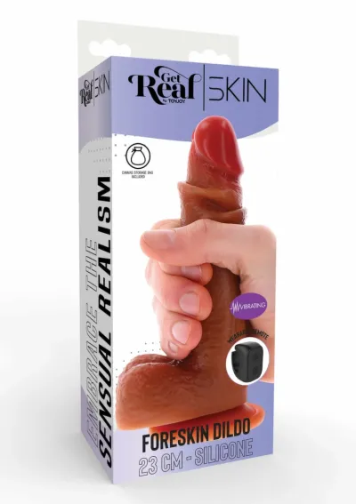 Realistické vibrační dildo ToyJoy Foreskin s pohyblivou kůží a ovladačem, 23 cm - obrázek 7