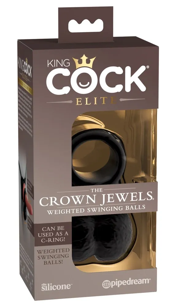 Erekční kroužek s koulemi se závažím King Cock Elite The Crown Jewels, silikonový