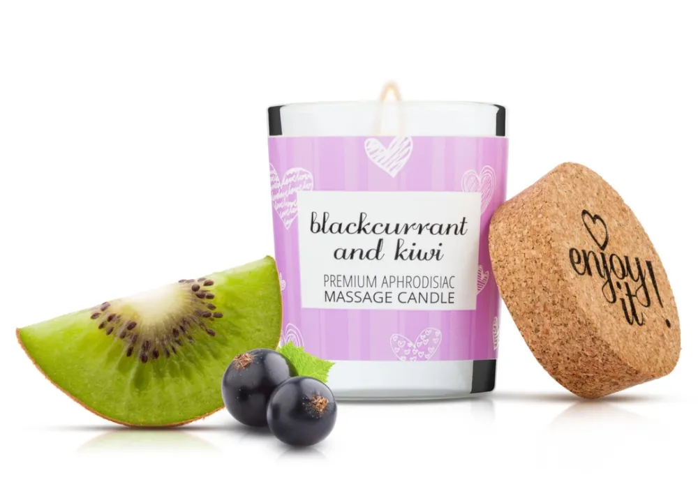 Masážní svíčka Magnetifico Intimate Candle s feromony, černý rybíz a kiwi, 70 ml