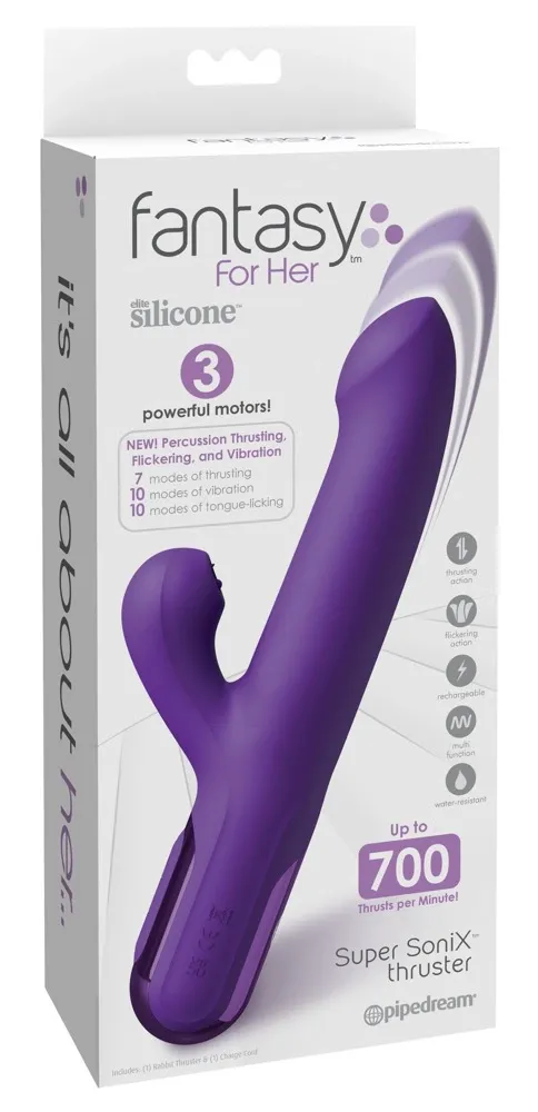 Přirážecí rabbit vibrátor Fantasy For Her Super SoniX Thruster, fialový, 22 cm