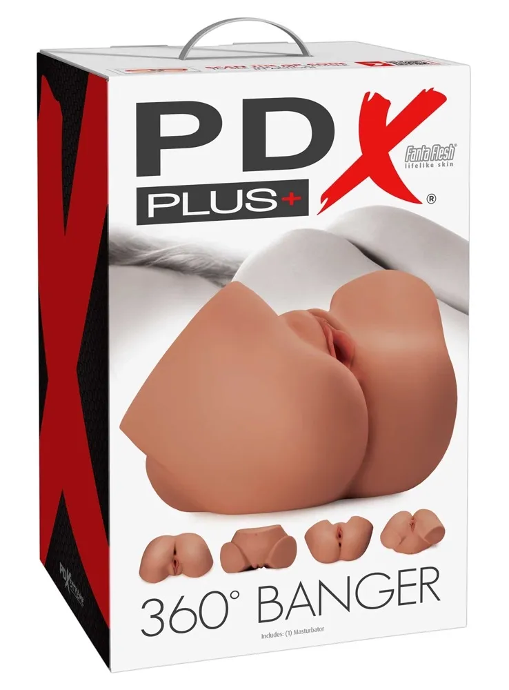 Realistické torzo PDX Plus 360 Banger, vagína a anus, opálená pleť