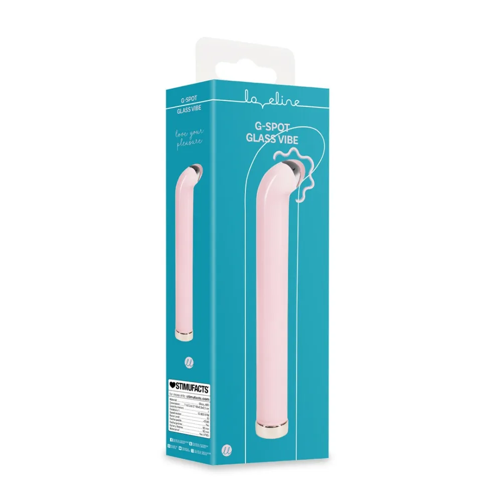Skleněný stimulátor bodu G Loveline Glass G-Spot Vibe, zahnutý, růžový, 18 cm - obrázek 2
