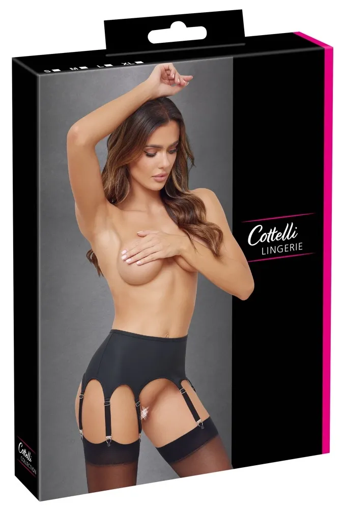 Podvazkový pás Cottelli LINGERIE, matně černý, 8 podvazků, XL
