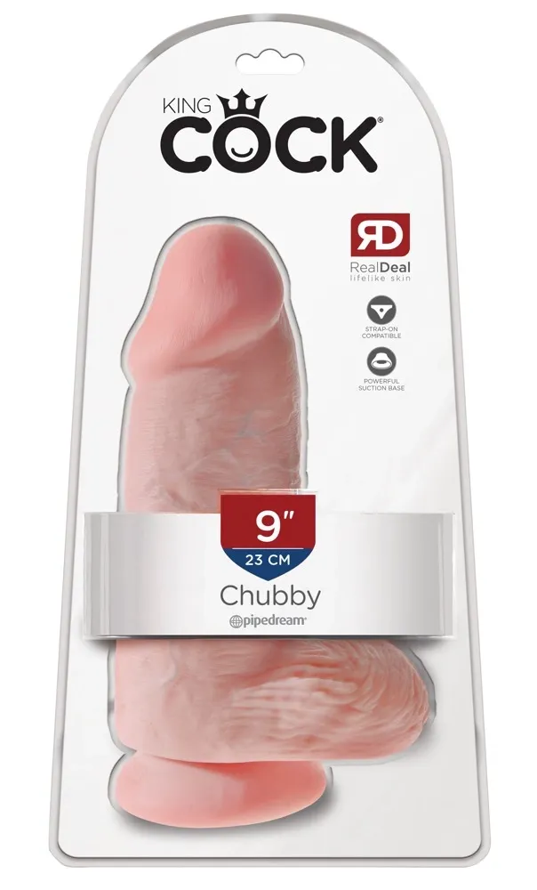 Realistické dildo King Cock Chubby s přísavkou, 23 cm, světlé tělové