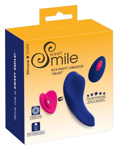 Vibrátor do kalhotek Sweet Smile RC ve tvaru srdce s dálkovým ovládáním, růžový