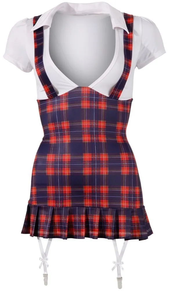 Kostým školačky Cottelli Collection Schoolgirl, šaty s kostkovanou sukní, L - obrázek 4