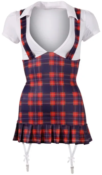 Kostým školačky Cottelli Collection Schoolgirl, šaty s kostkovanou sukní, L - obrázek 4