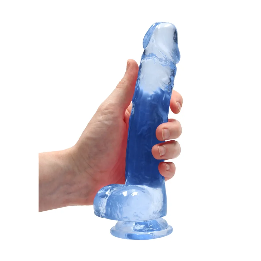 Realistické dildo s přísavkou RealRock Crystal Clear, průhledné, 21 cm - obrázek 7