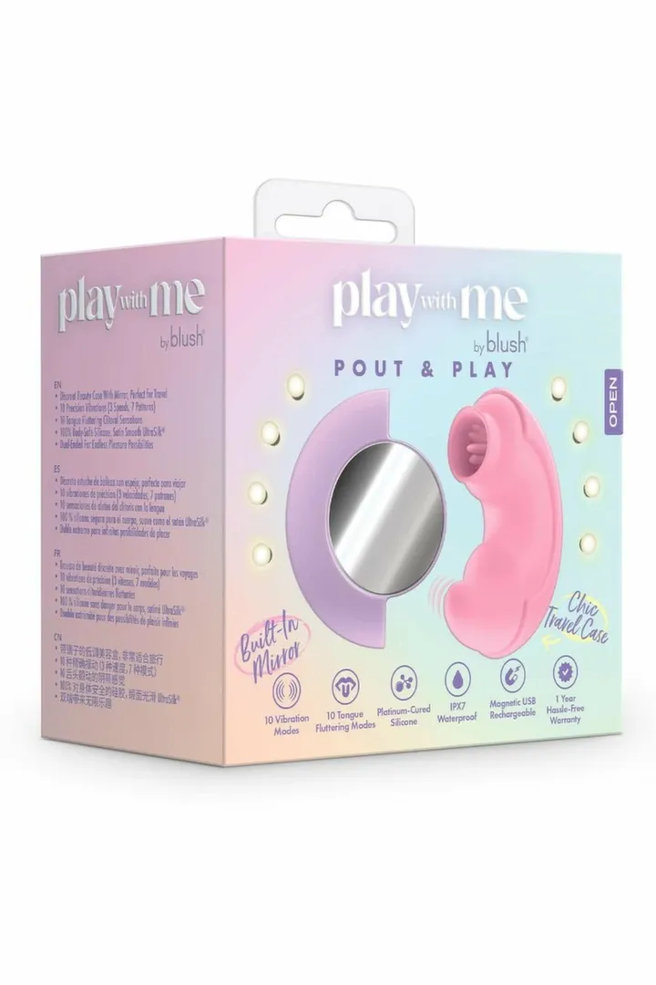 Oboustranný vibrátor Play With Me Pout & Play v kosmetickém pouzdře, růžový