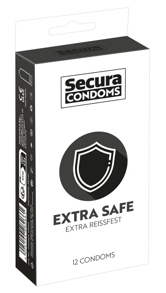 Zesílené kondomy Secura Extra Safe, 52 mm, 12 ks