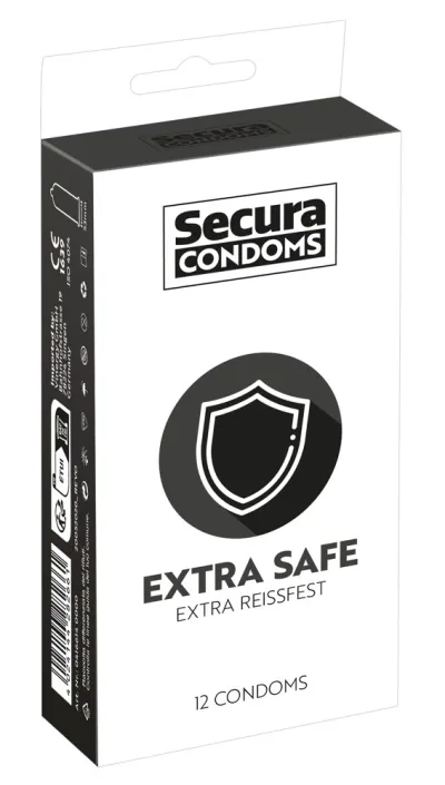 Zesílené kondomy Secura Extra Safe, 52 mm, 12 ks