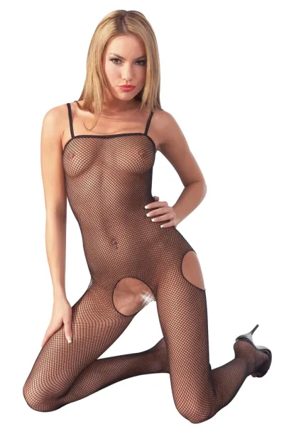 Síťový bodystocking Cottelli Collection s otevřenými boky, černý, S/M - obrázek 2