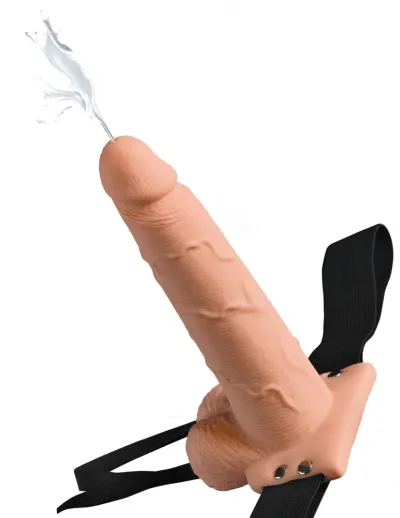 Dutý stříkací strap-on s varlaty Fetish Fantasy Series, 19 cm, tělový - obrázek 3