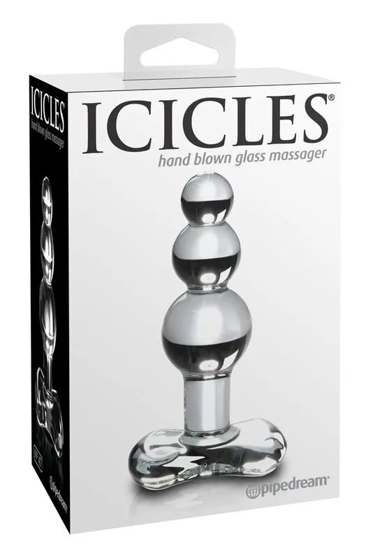 Skleněný anální kolík Icicles No. 47, čirý