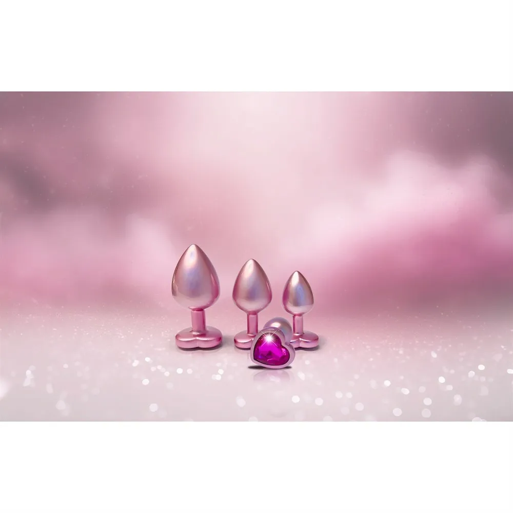 Sada análních kolíků GLEAMING LOVE Pearl Pink se srdíčkovým kamínkem, 3 velikosti, růžová - obrázek 5