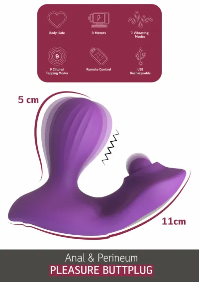 Anální vibrátor se stimulací hráze She.E.O, dálkové ovládání, 9 režimů, černý - obrázek 5