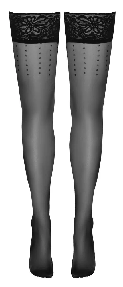 Samodržící punčochy Cottelli LEGWARE Dot 5, černé s puntíky, 20 DEN - obrázek 8