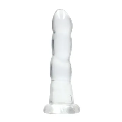 Dildo s přísavkou RealRock Crystal Clear, nerealistické, průhledné, 17 cm