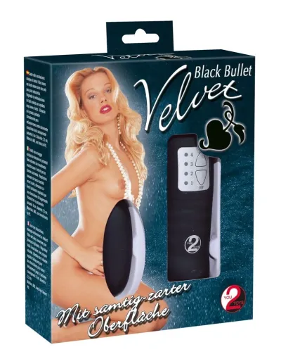 You2Toys Velvet Black Bullet vibrační vajíčko s kabelovým ovladačem 6 cm