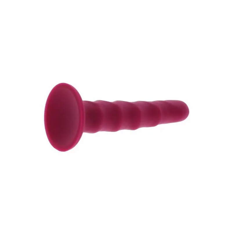 Vroubkované silikonové dildo Get Real s přísavkou, 12 cm, červené - obrázek 5
