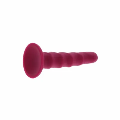 Vroubkované silikonové dildo Get Real s přísavkou, 12 cm, červené - obrázek 5