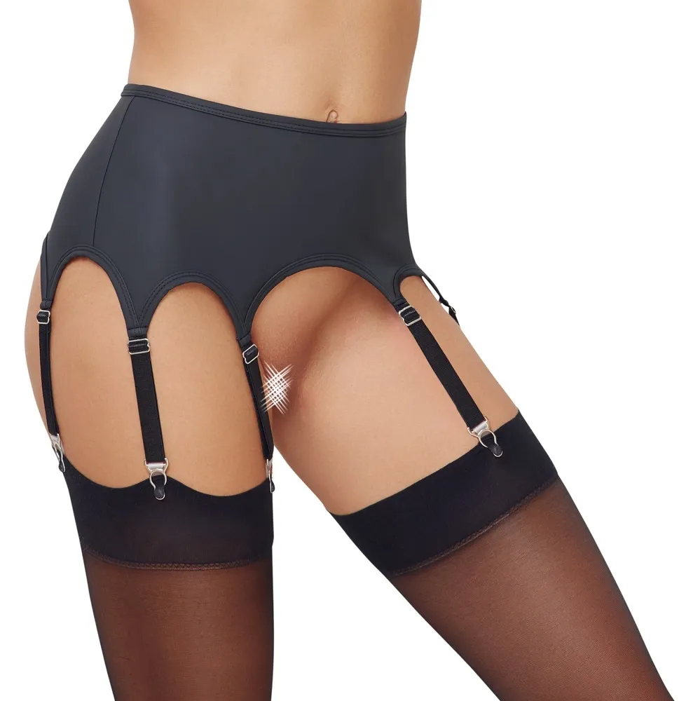Podvazkový pás Cottelli LINGERIE, matně černý, 8 podvazků, XL - obrázek 3