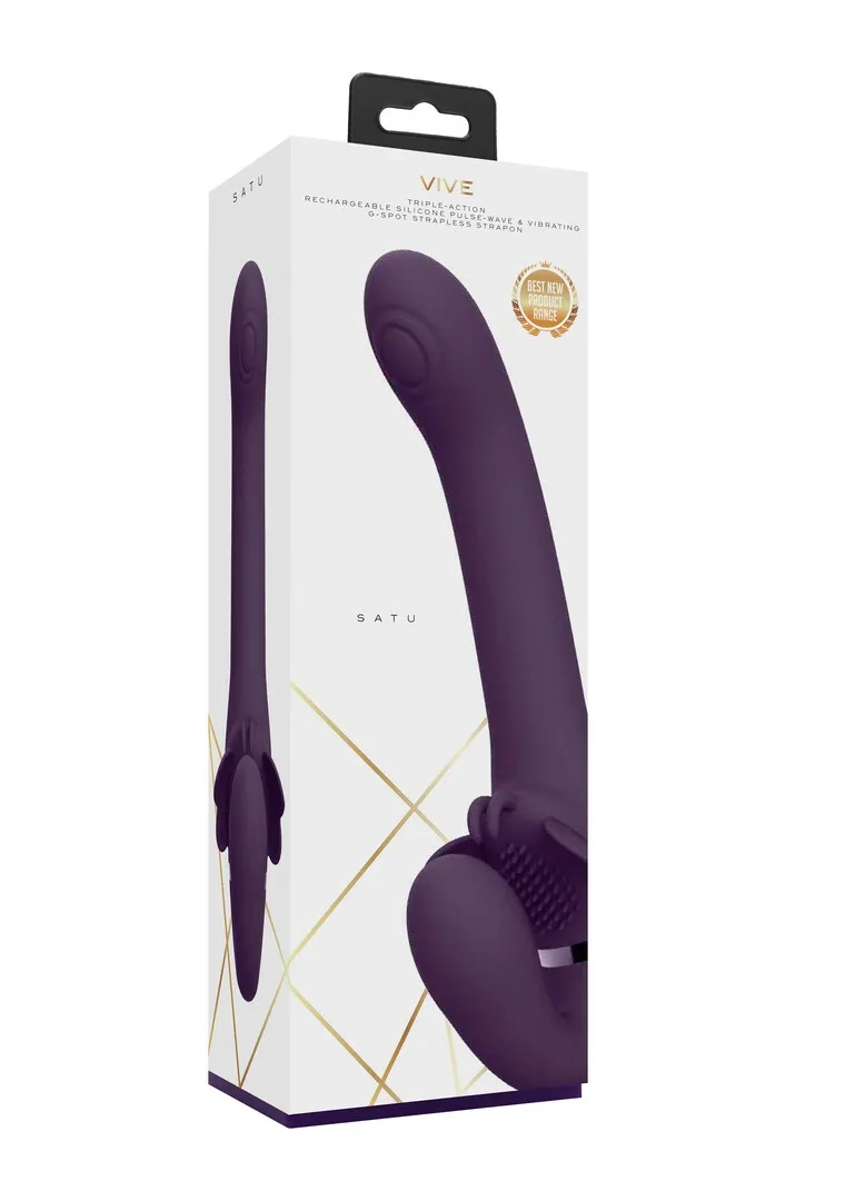 Strap-on bez postroje VIVE Satu Pulse-Wave s vibracemi a nafukováním, fialový - obrázek 2