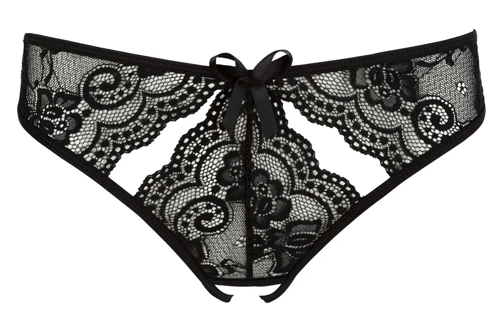 Krajkové kalhotky s otevřeným rozkrokem Cottelli Collection, černé, M - obrázek 4