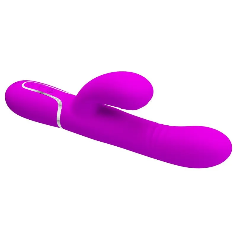 Multifunkční rabbit vibrátor na bod G Pretty Love s přirážením, fuchsiový - obrázek 4