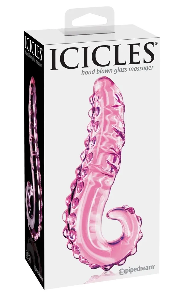 Skleněné dildo Icicles No. 24, růžové