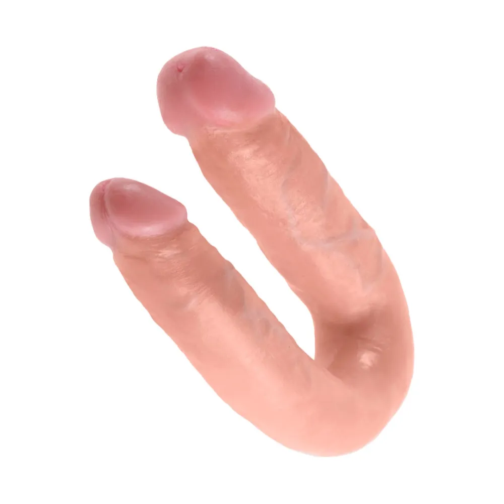 Oboustranné dildo King Cock U-Shaped Medium Double Trouble, tělové, 13,9 cm